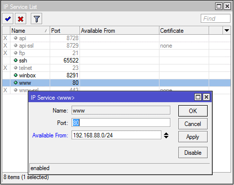 Изменение стандартного порта