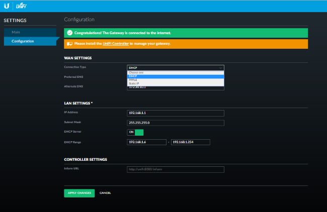 Первое подключение USG