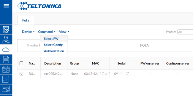 Интерфейс FOTA