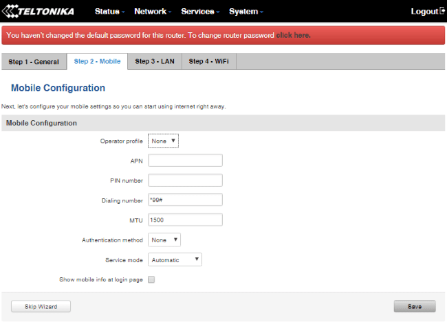 Установить настройки для мобильной сети